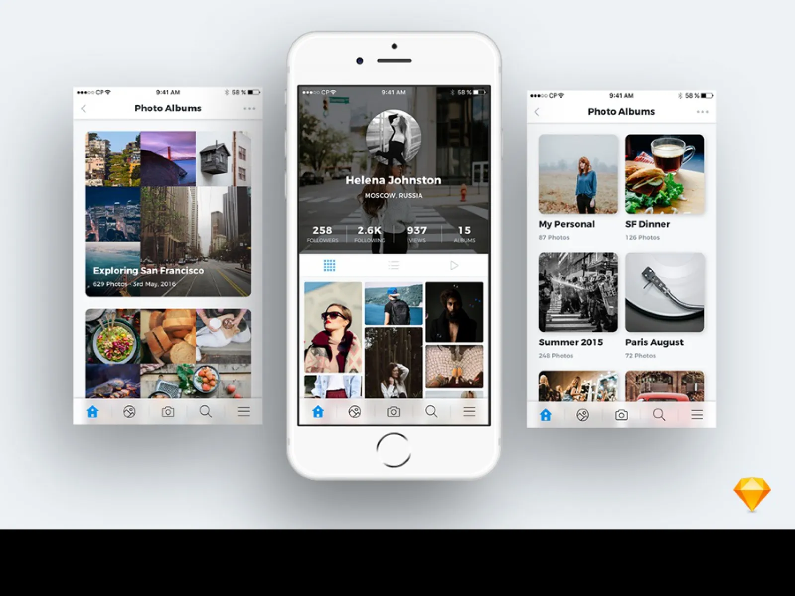 Photo Sharing App UI Kit  - Free Figma Template