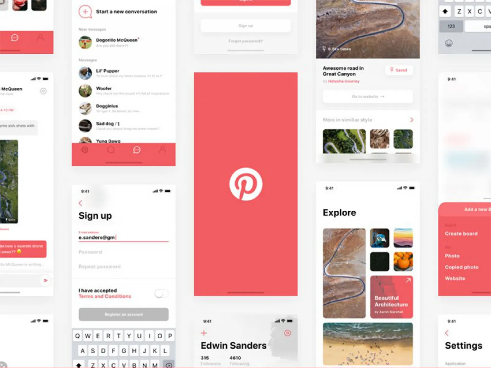 Pinterest App Design Concept  - Free Figma Template
