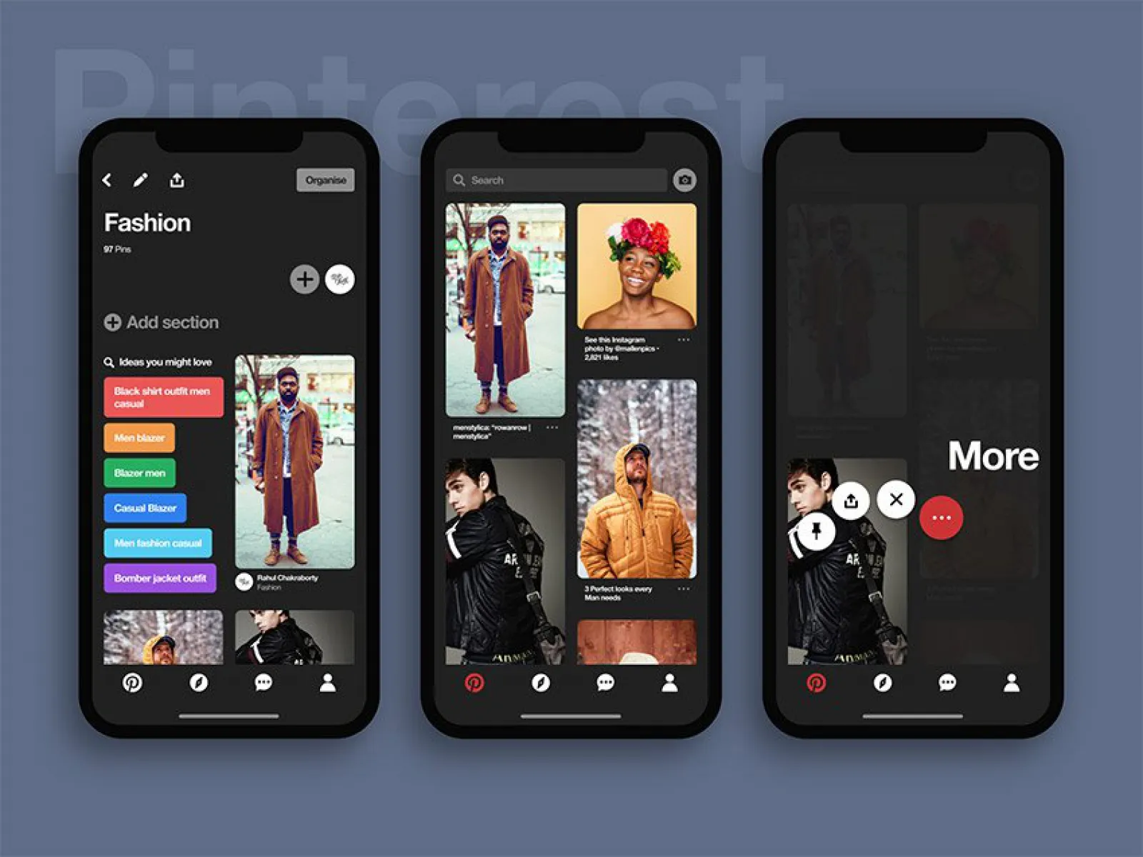 Pinterest Dark UI Kit  - Free Figma Template