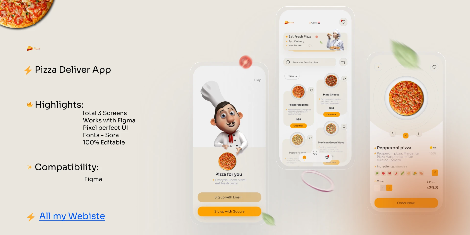Pizza Delivery App for Figma and Adobe XD