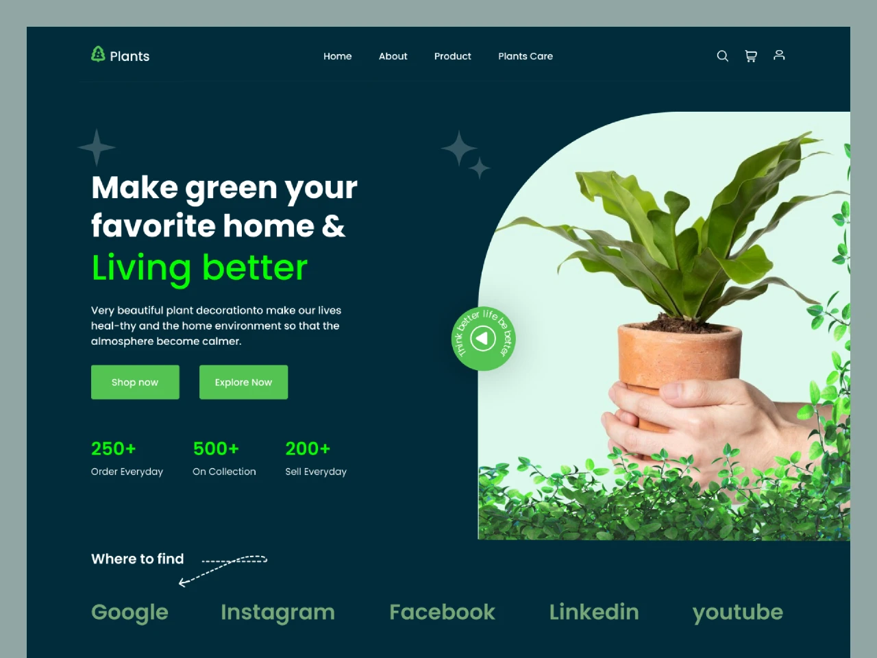 Plants Shop Landing Page for Figma and Adobe XD