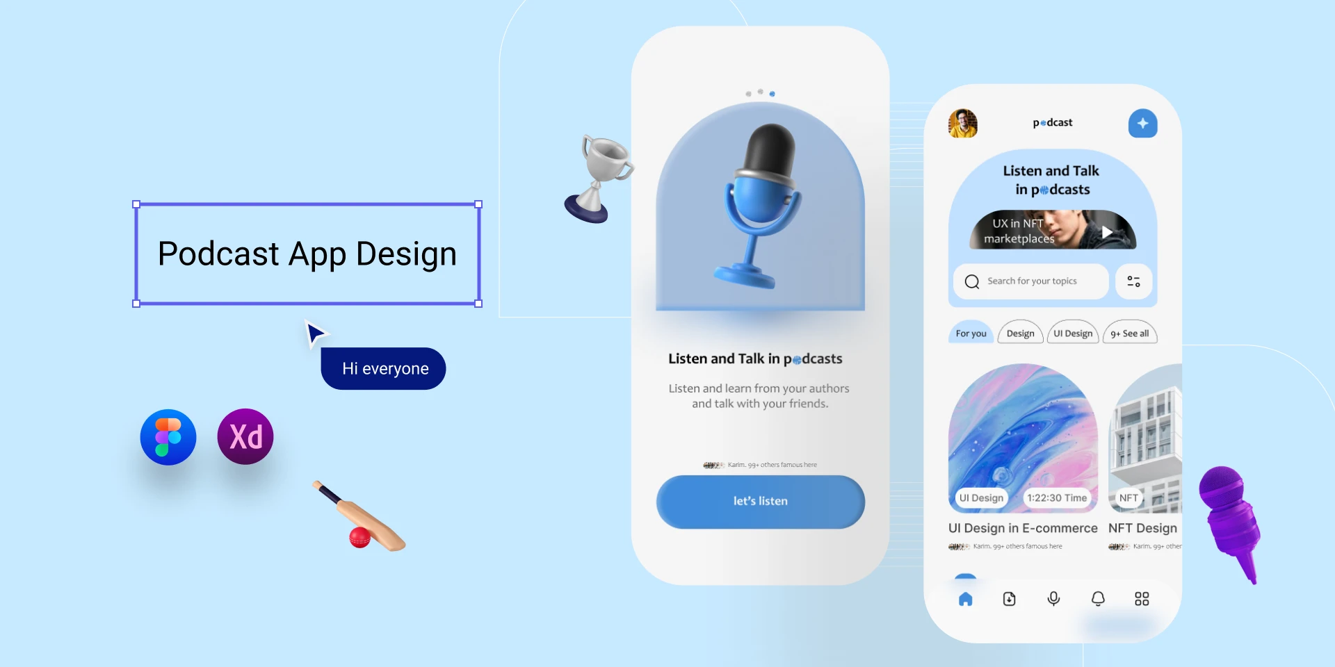 Podcast App Design for Figma and Adobe XD