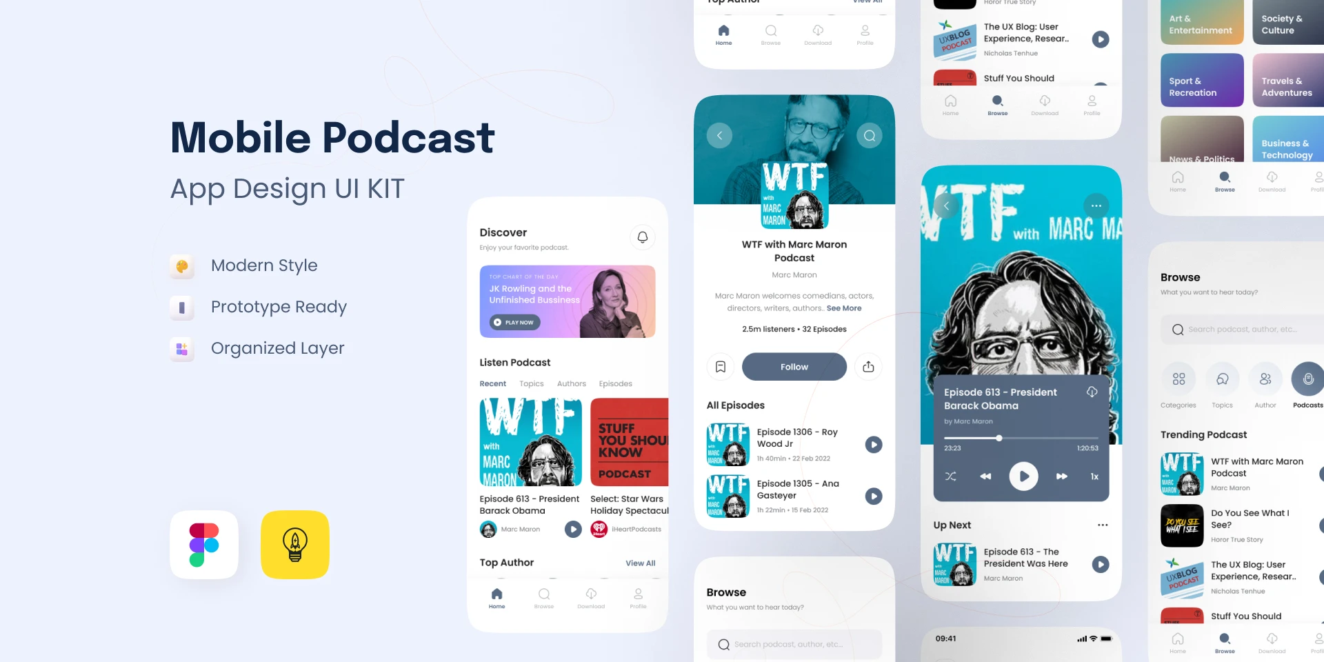 Podcast App Design - Only $5 for Figma and Adobe XD