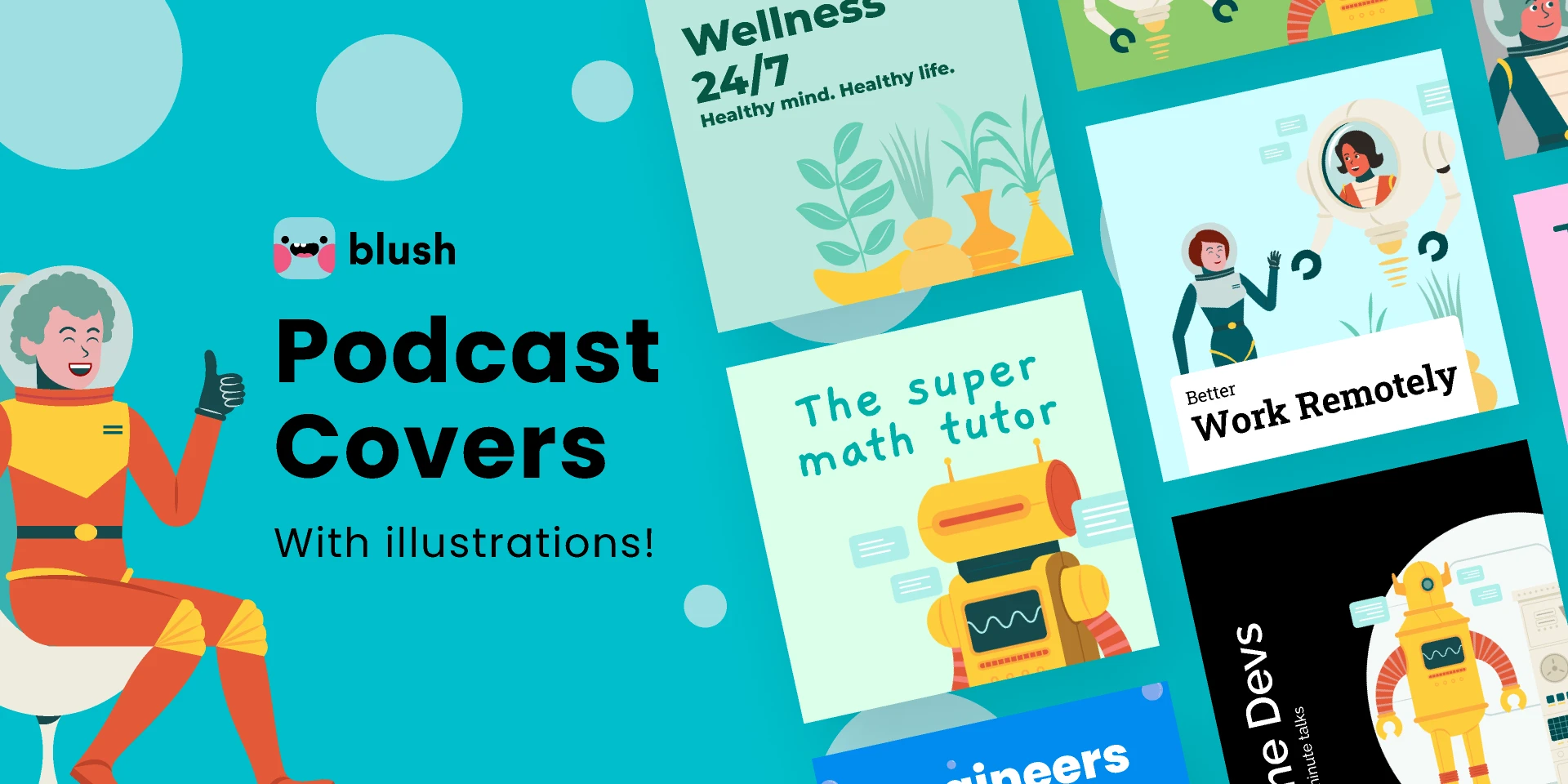 Podcast Covers with Illustrations for Figma and Adobe XD