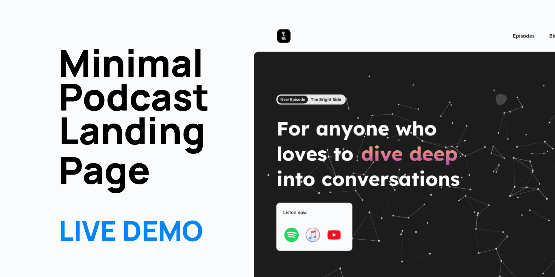 Podcast Design Landing Page for Figma and Adobe XD