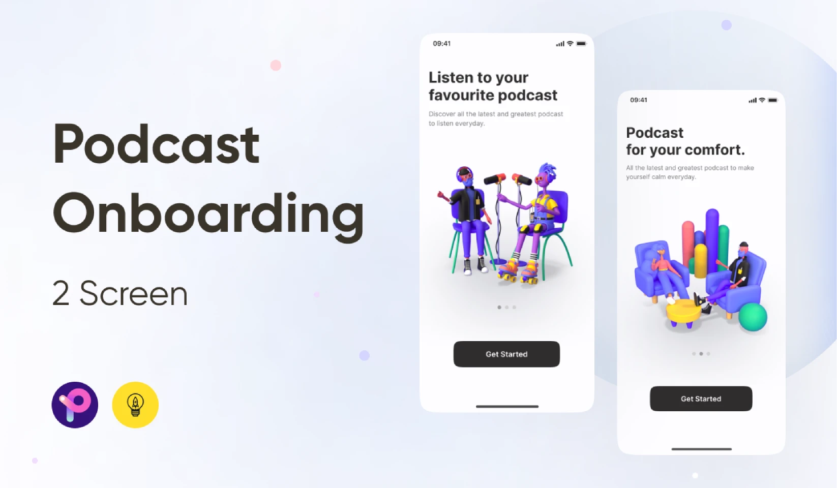 Podcast Onboarding App Design for Figma and Adobe XD