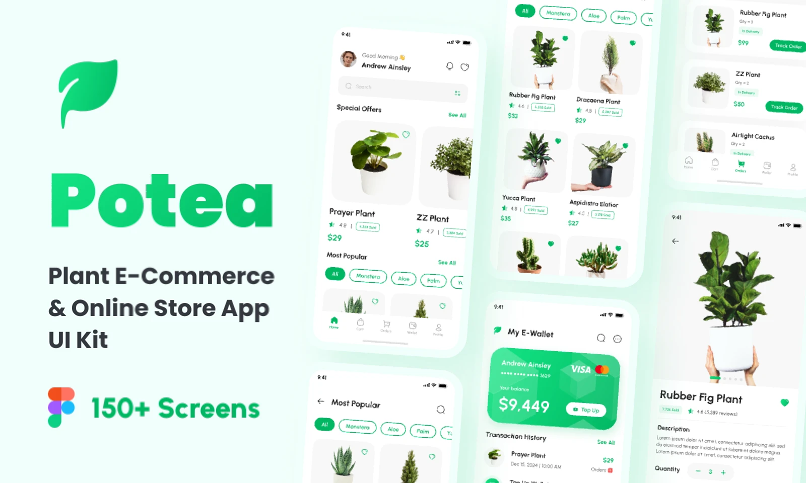 Potea - Plant E-Commerce & Online Store App UI Kit for Figma and Adobe XD