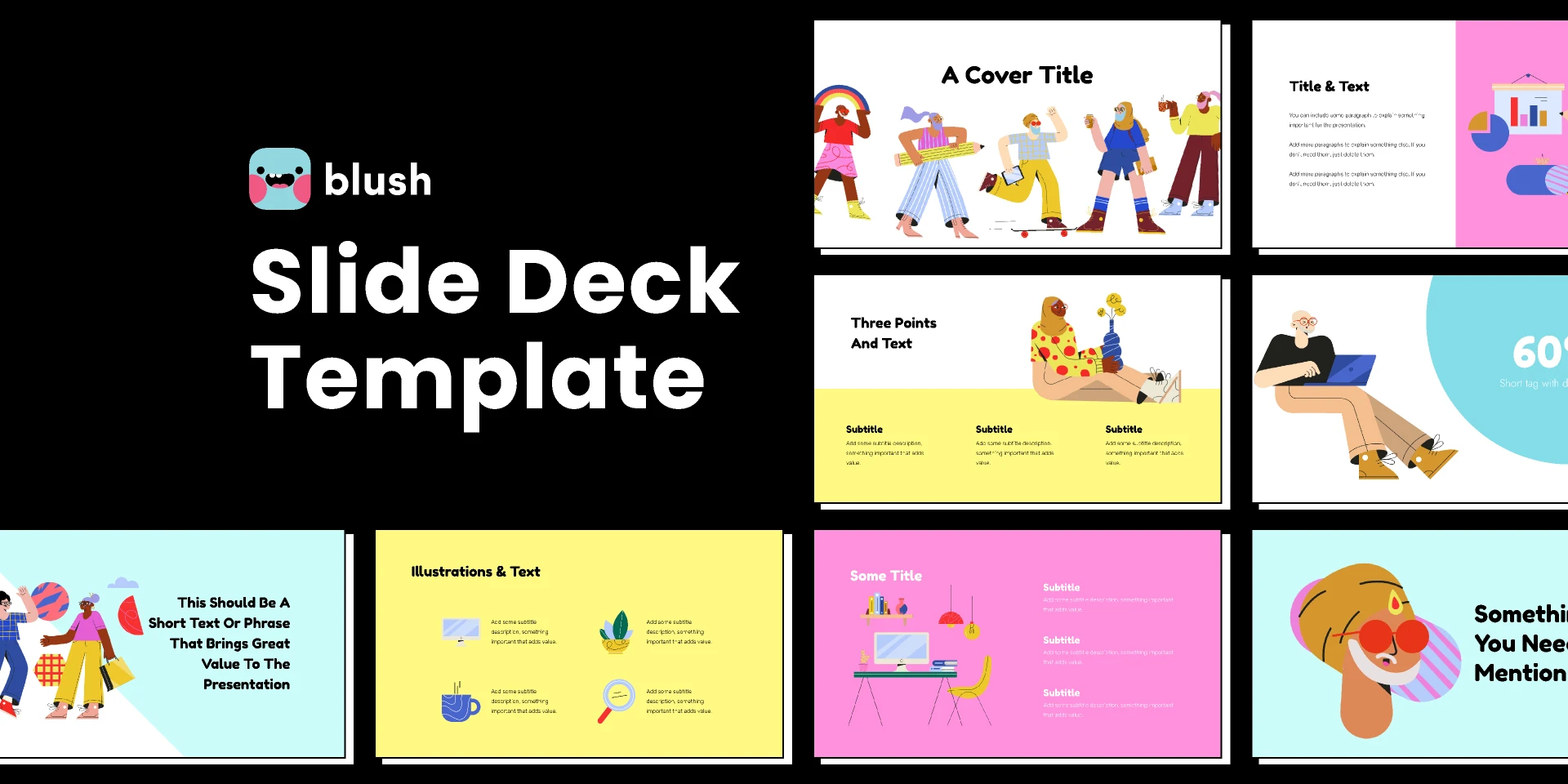 Presentation Template with Amigos Illustrations for Figma and Adobe XD