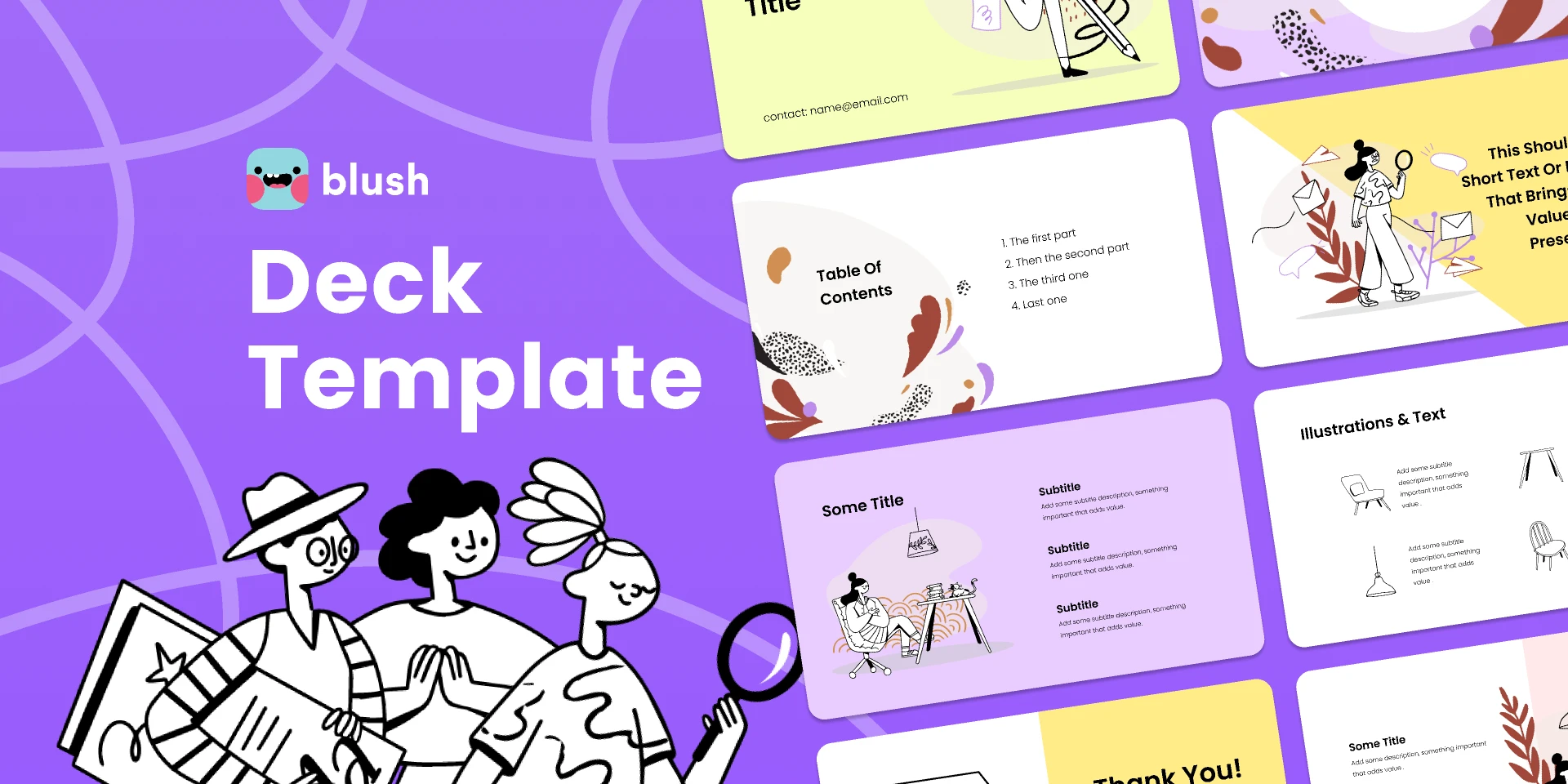 Presentation Template with Yuppies Illustrations for Figma and Adobe XD