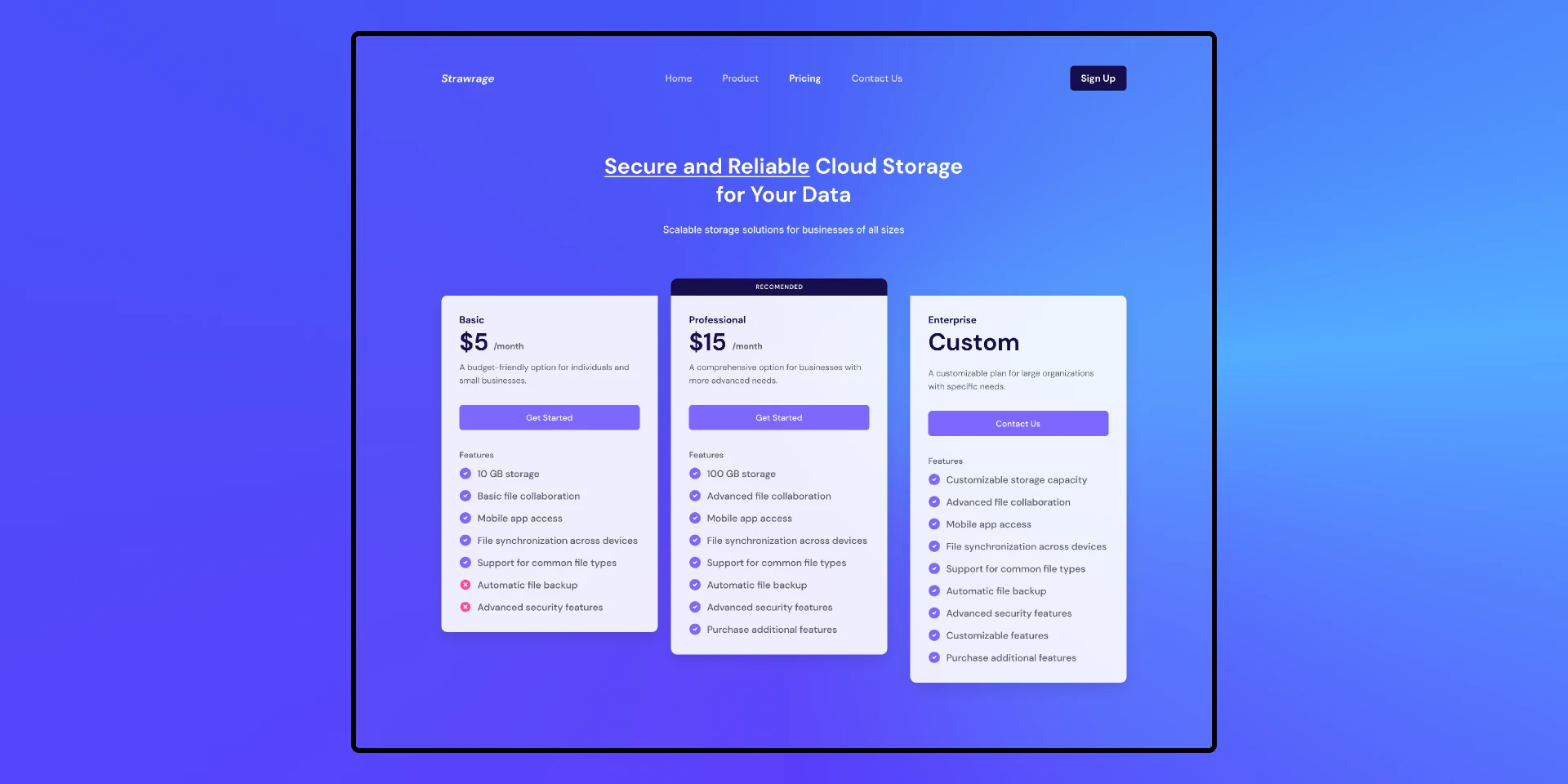 Priced A Cloud Storage Pricing Page for Figma and Adobe XD