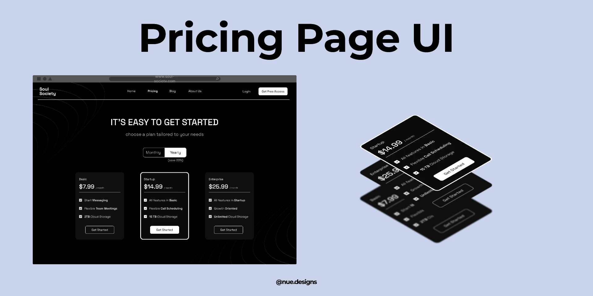 Pricing Page UI Concept Design for Figma and Adobe XD