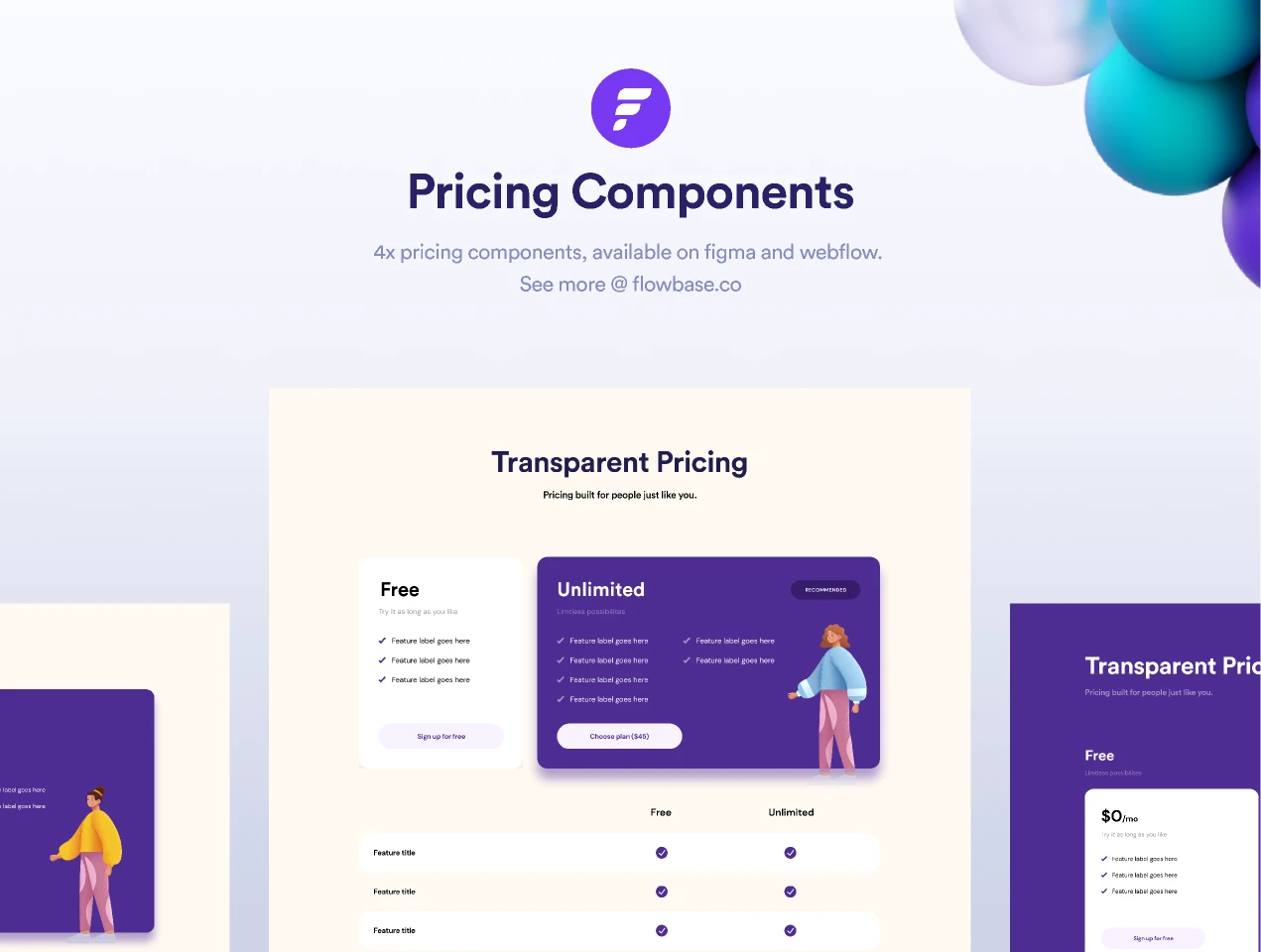 Pricing Table Template  by Flowbase.co for Figma and Adobe XD