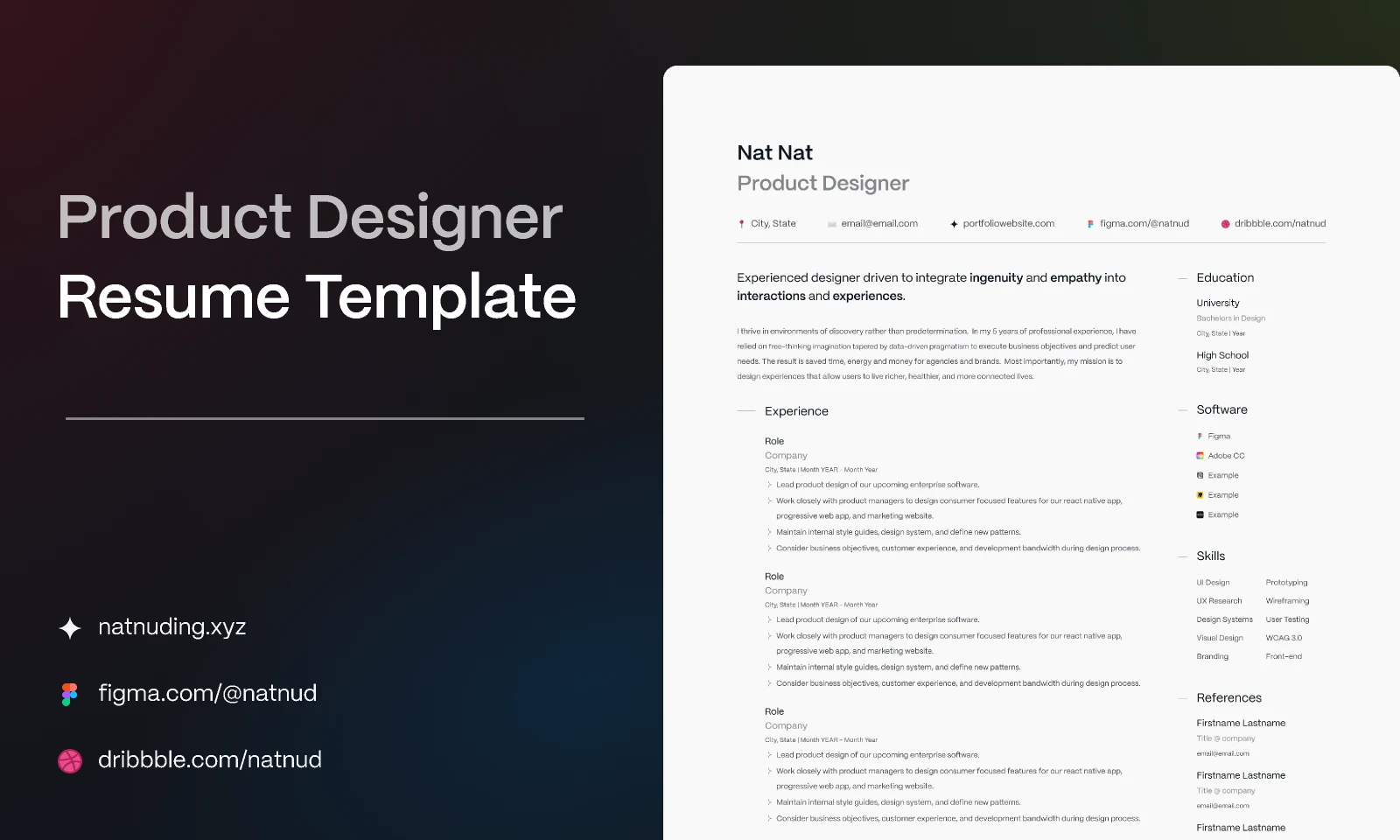 Product Designer Resume Template for Figma and Adobe XD
