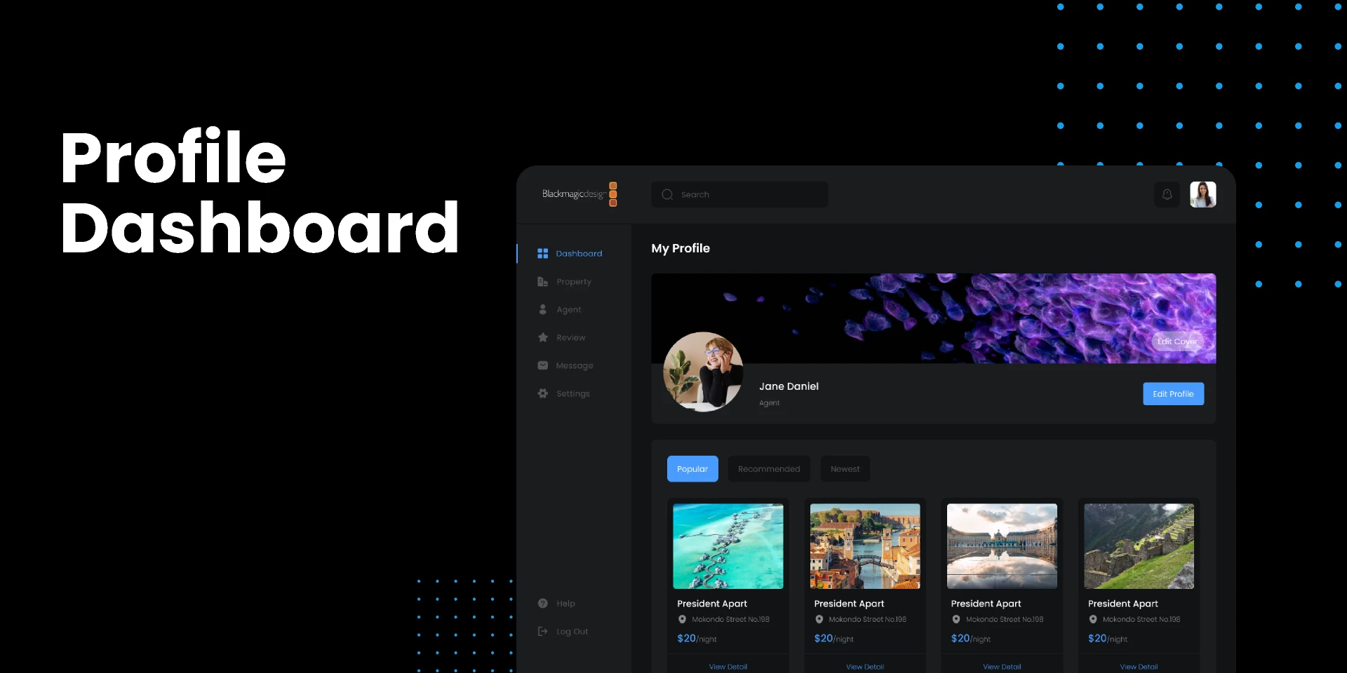 Profile Dashboard for Figma and Adobe XD