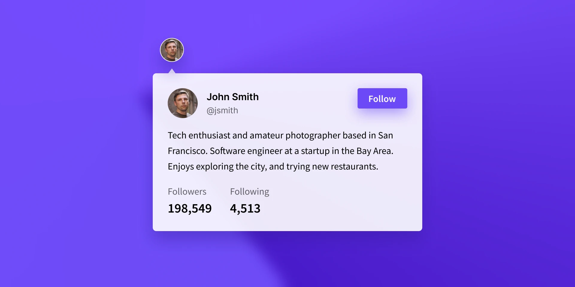 Profile Hover Card for Figma and Adobe XD