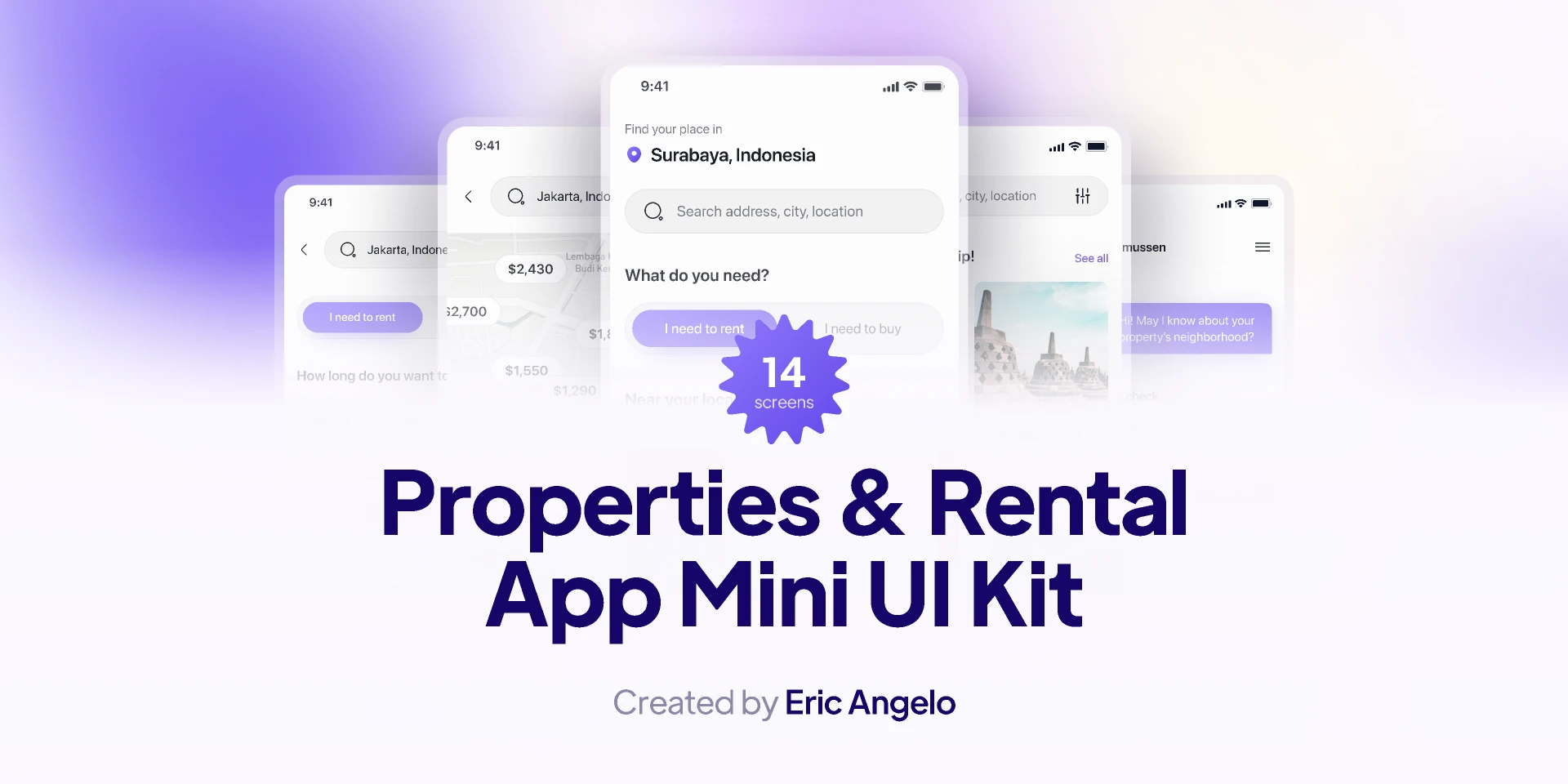 Properties & Rental App Mini UI Kit for Figma and Adobe XD