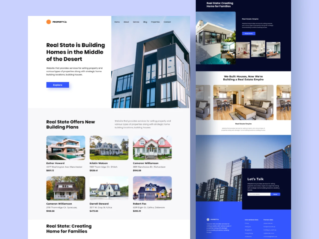Property.io - Real State Landing Page for Figma and Adobe XD
