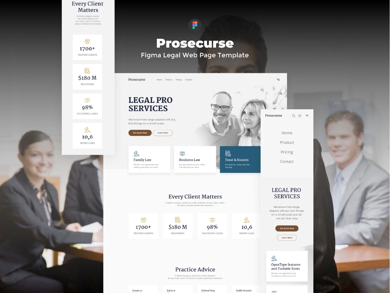 Prosecurse - Figma Legal Web Page Template for Figma and Adobe XD