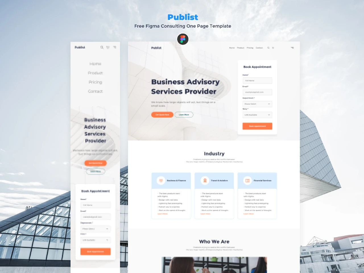 Publist - Free Figma Consulting One Page Template for Figma and Adobe XD