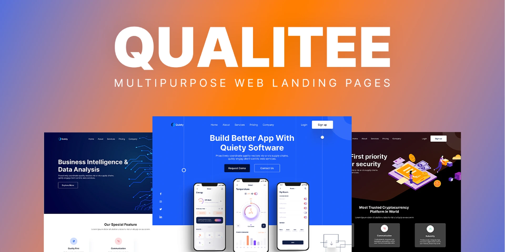 Qualitee - Multipurpose Landing pages for Figma and Adobe XD