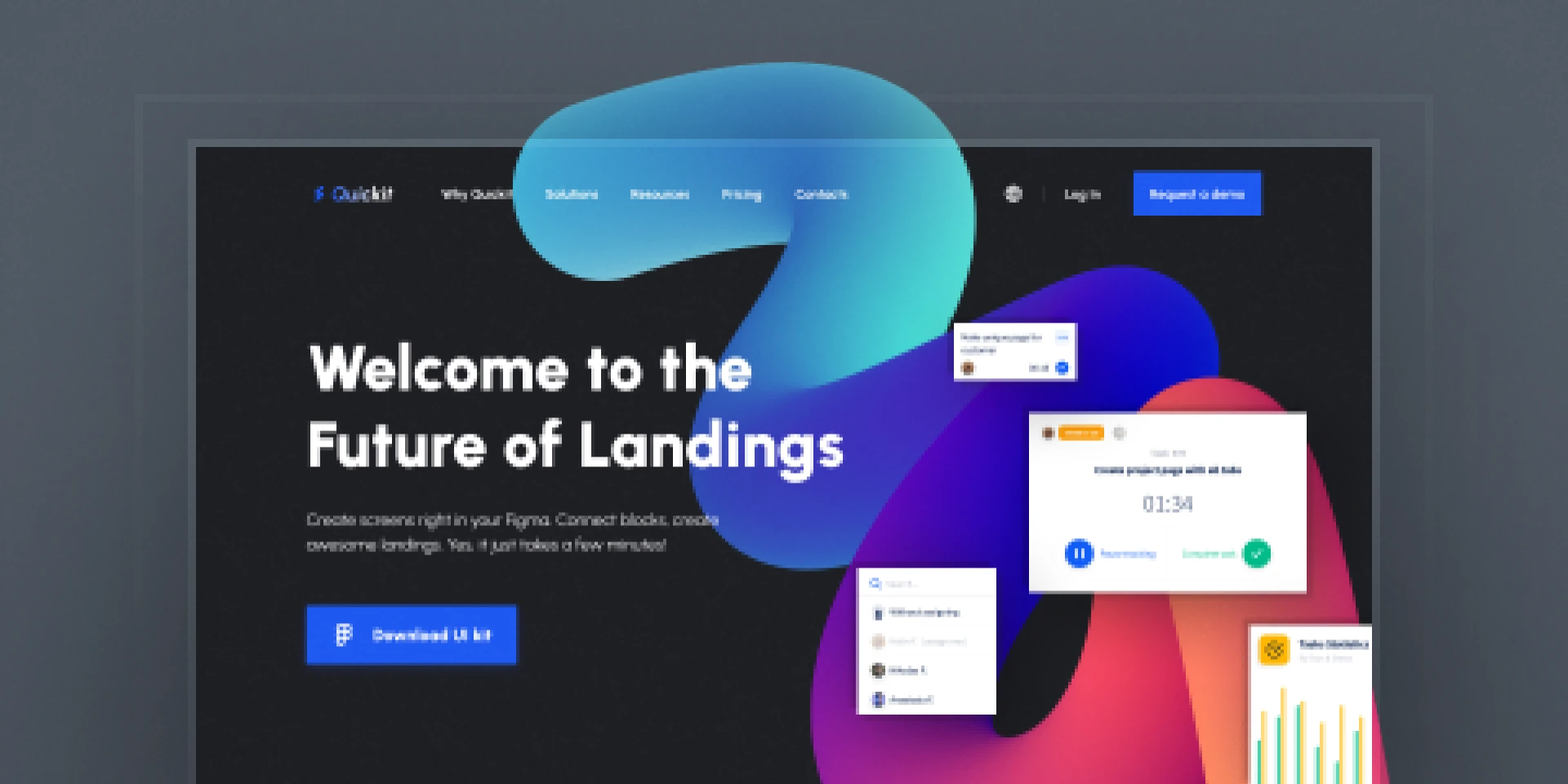 Quickit  Kit for Landings (Demo) for Figma and Adobe XD