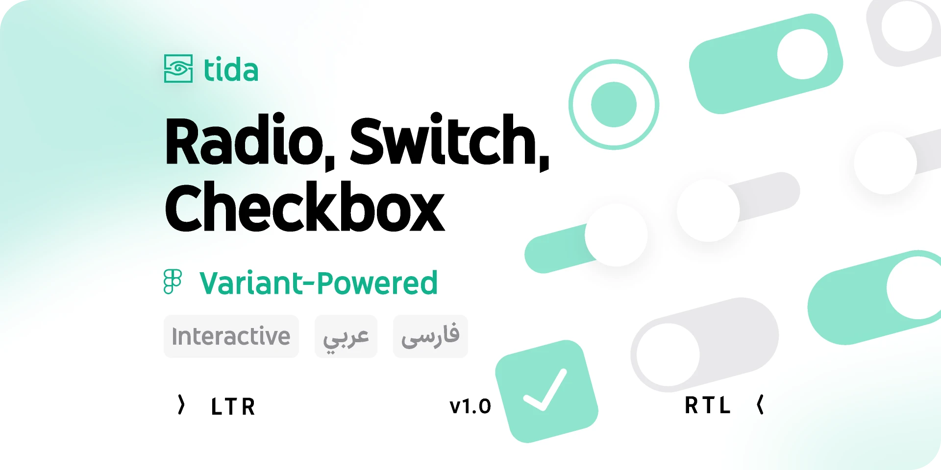 Radio button, Switch & Checkbox - Tida Components for Figma and Adobe XD