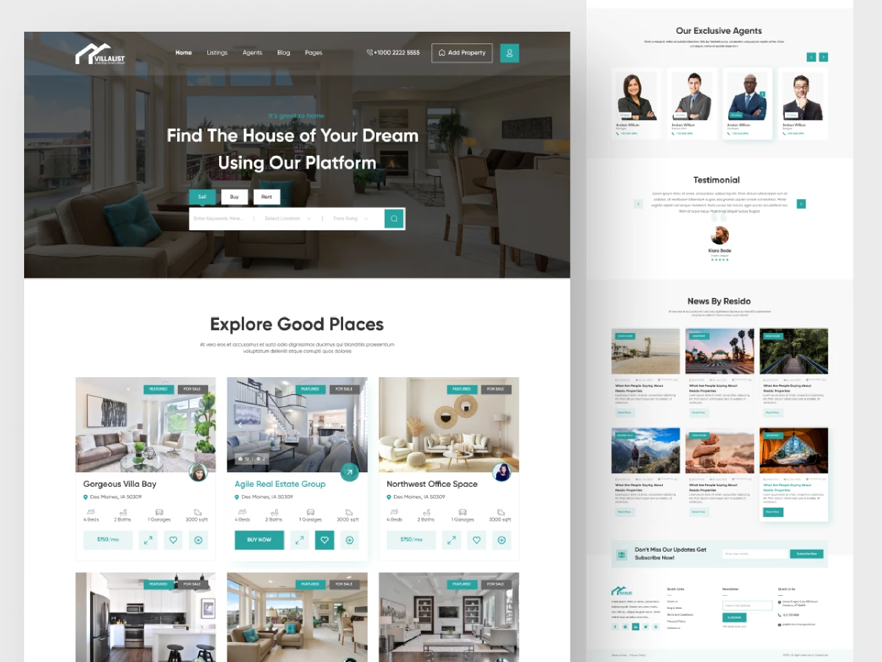 Real Estate Agency - Website Design for Figma and Adobe XD