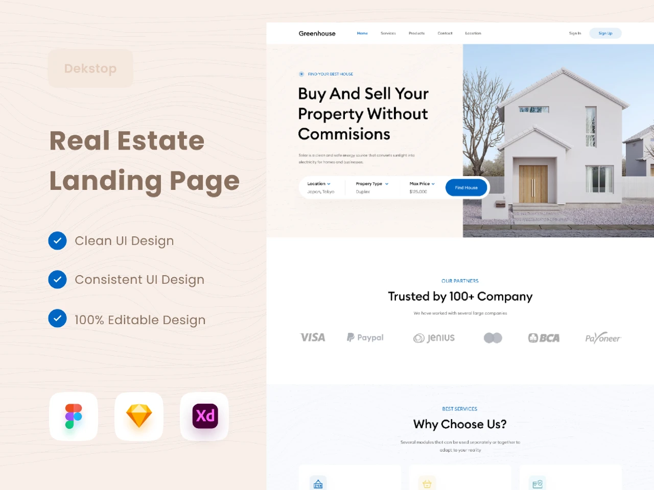 Real Estate Landing Page  for Figma and Adobe XD