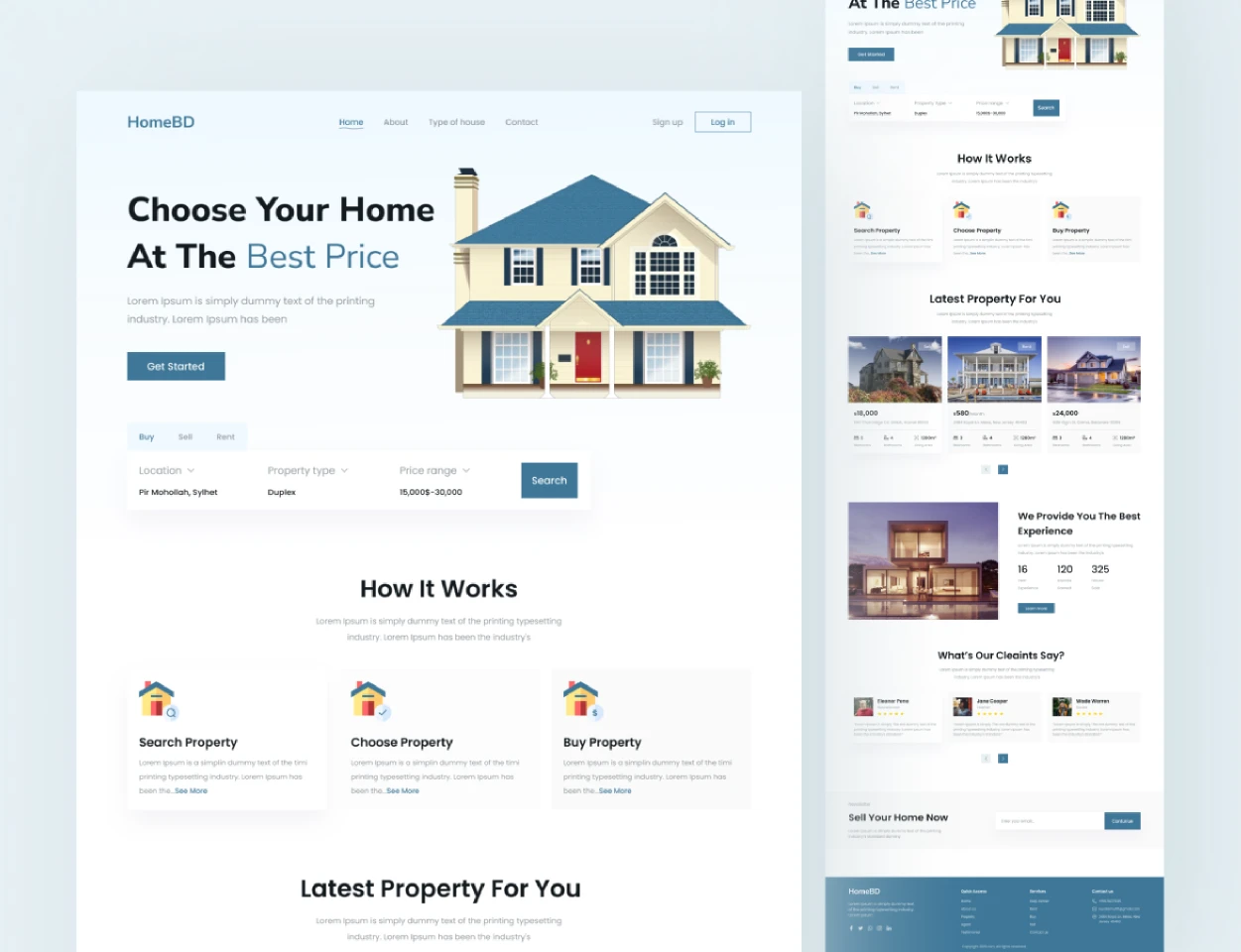 Real Estate Landing Page Desig for Figma and Adobe XD