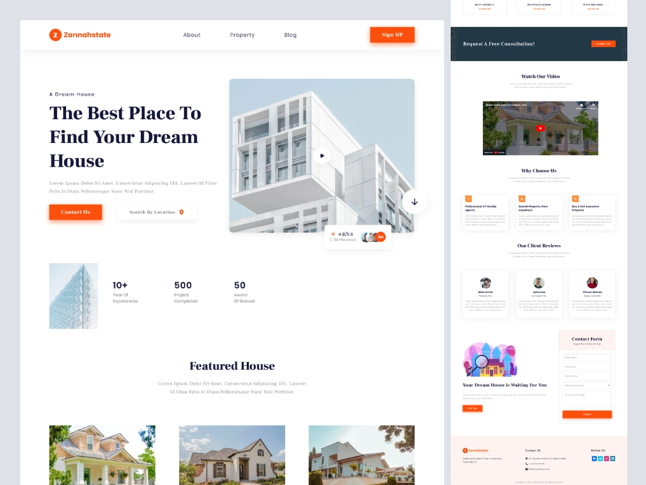 Real Estate Landing Page Design for Figma and Adobe XD