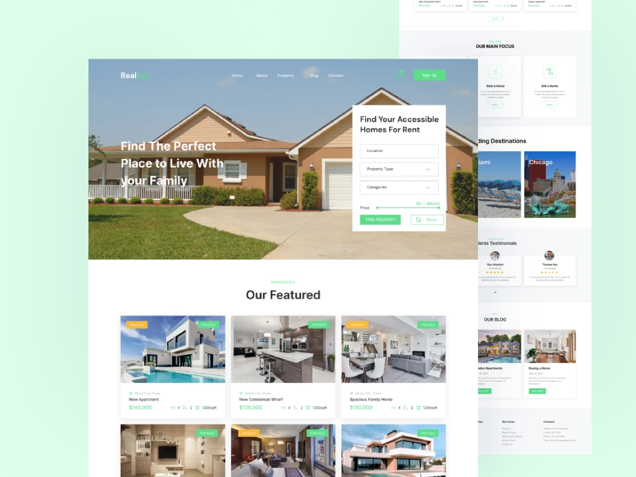 Real Estate Landing Page Design for Figma and Adobe XD
