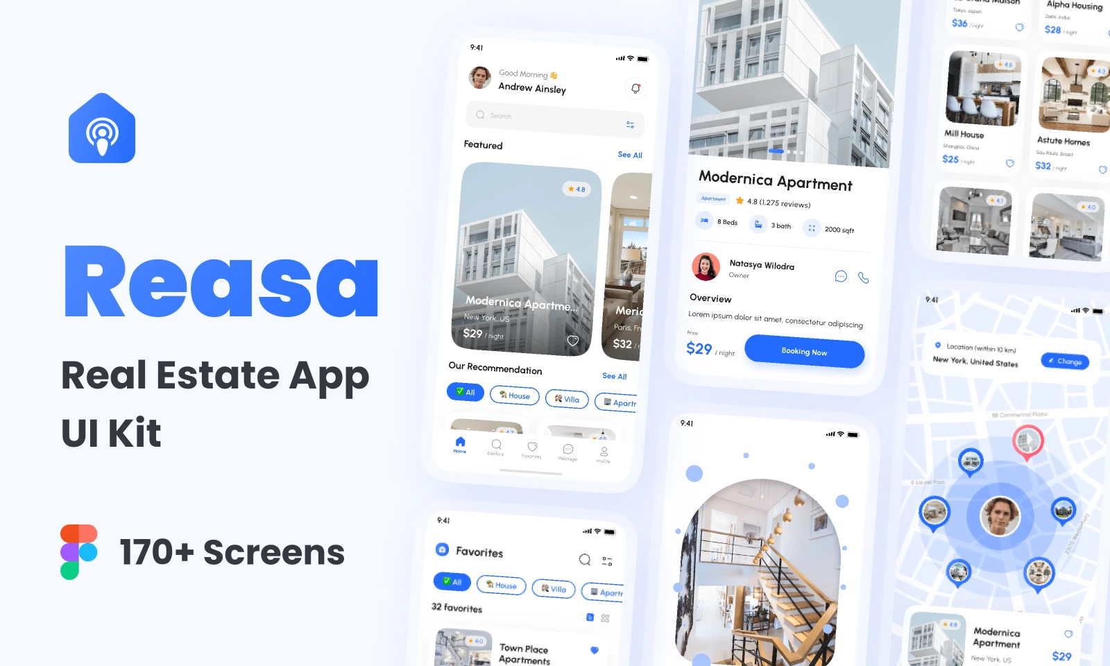 Reasa - Real Estate App UI Kit for Figma and Adobe XD