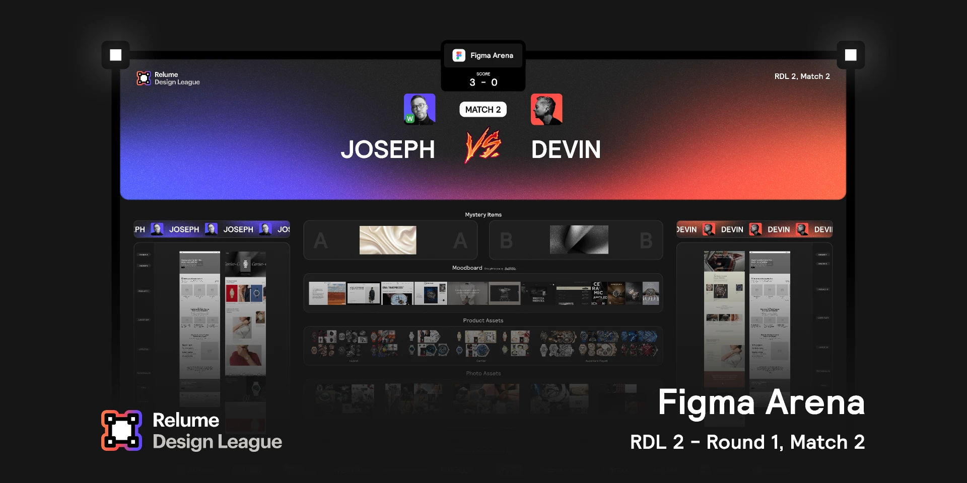 Relume Design League - Figma Arena | Joseph Berry vs Devin for Figma and Adobe XD