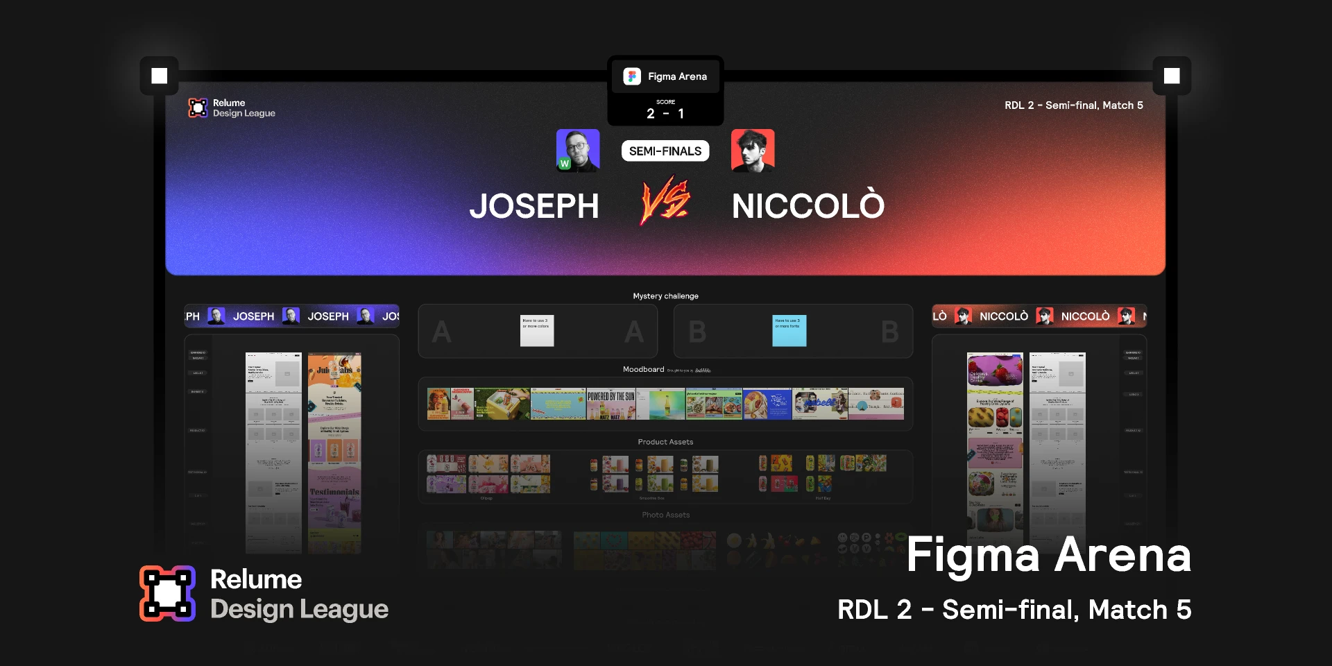 Relume Design League - Figma Arena | Joseph vs Niccol for Figma and Adobe XD
