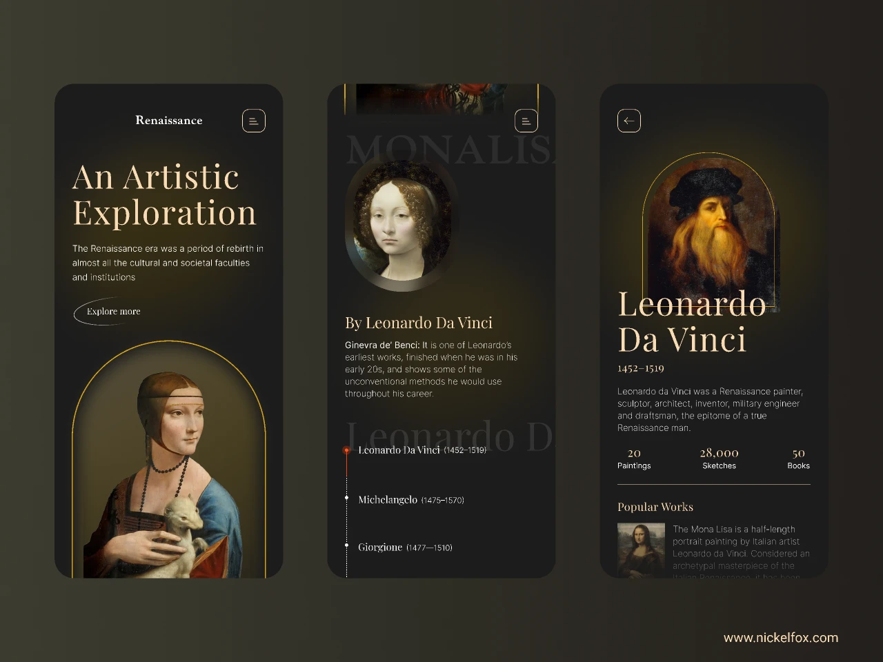 Renaissance Art- Mobile Responsive for Figma and Adobe XD