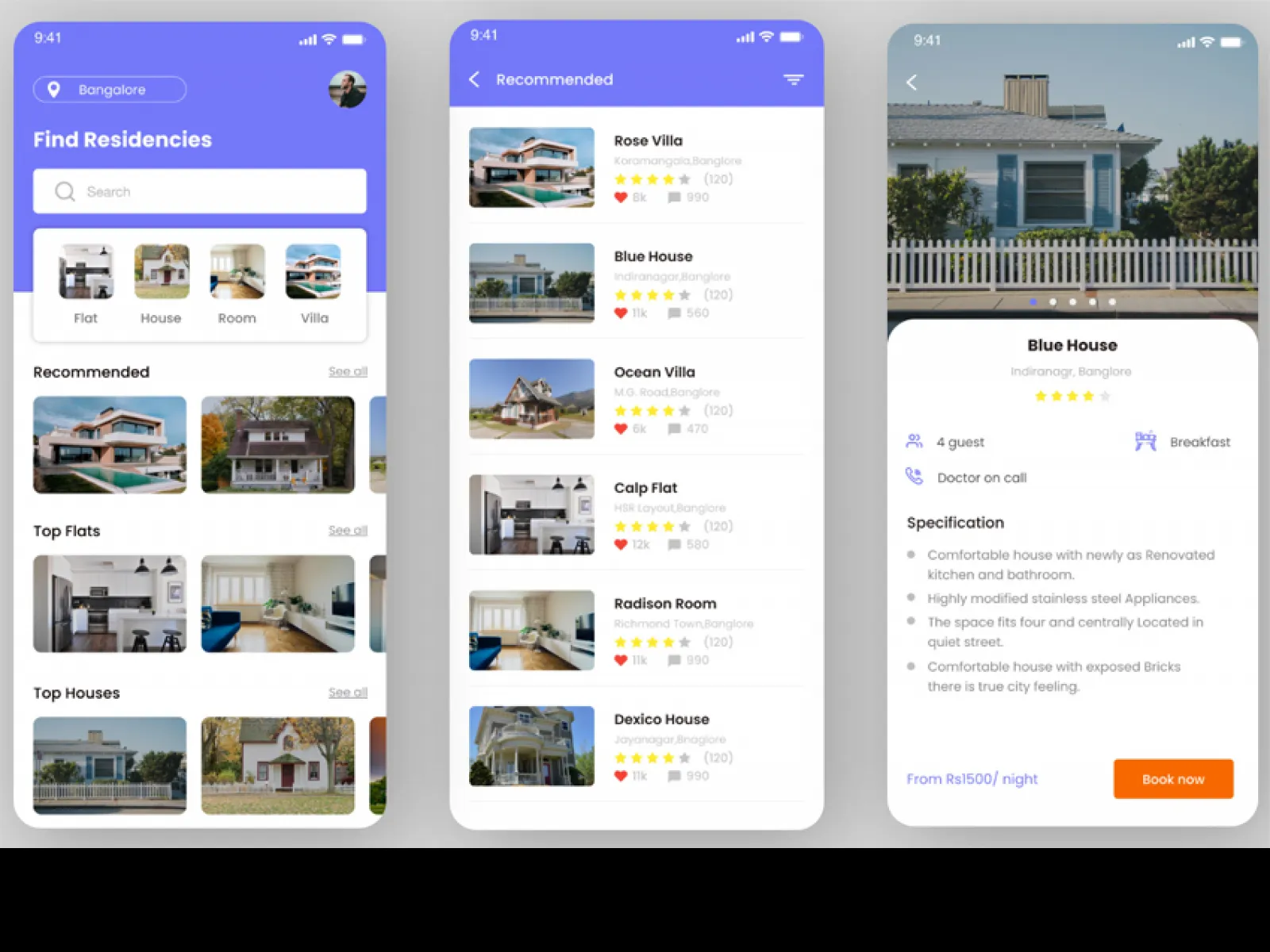 Residence Booking App  - Free Figma Template