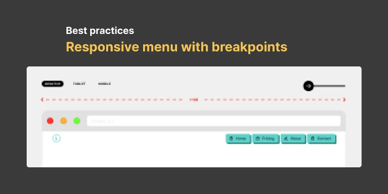 Responsive menu with breakpoints prototype for Figma and Adobe XD