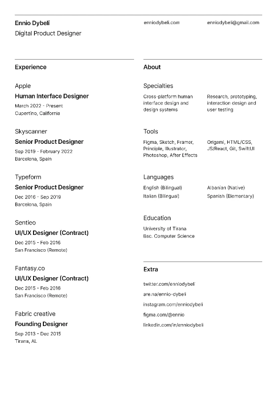 Resum for Figma and Adobe XD