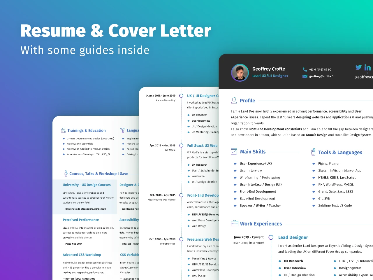 Resume & Cover Letter Template for Figma and Adobe XD