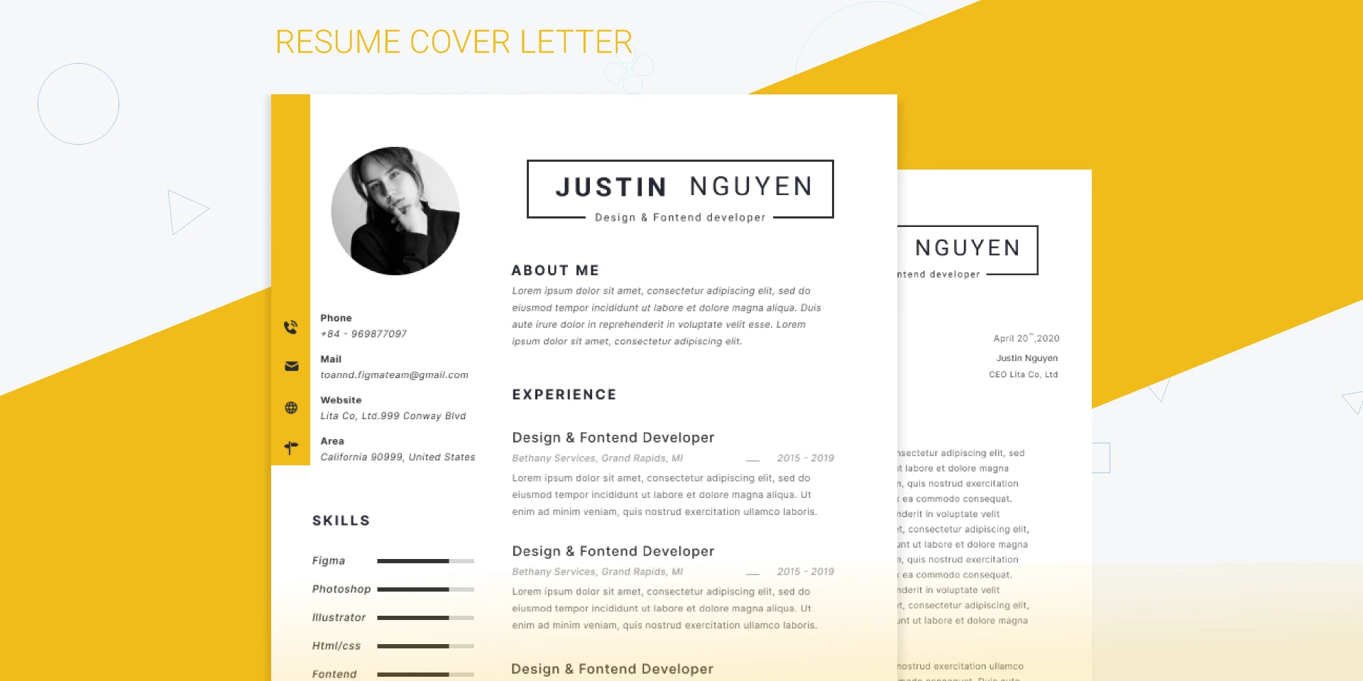 Resume CV for Figma and Adobe XD