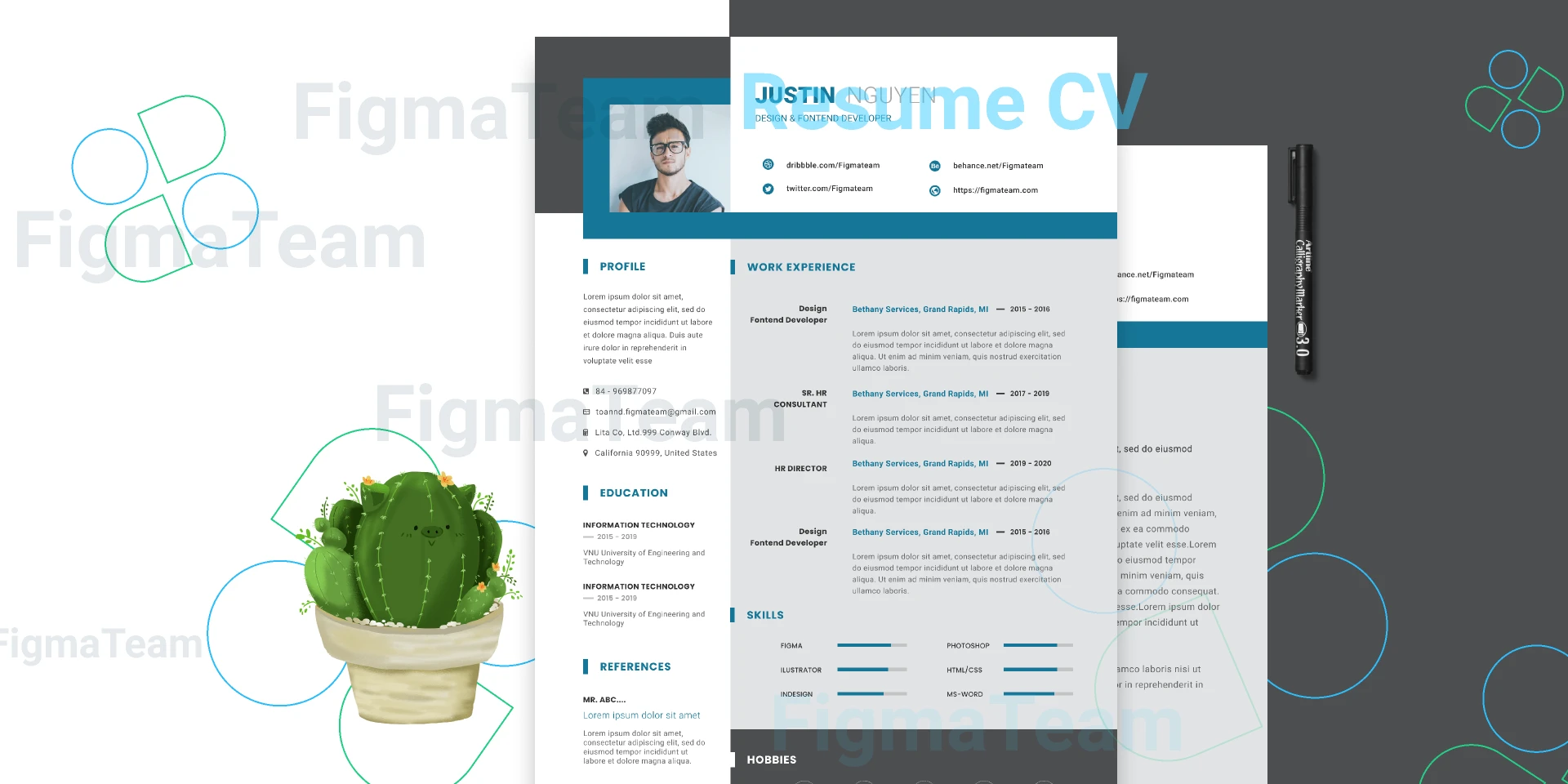Resume CV free for Figma and Adobe XD