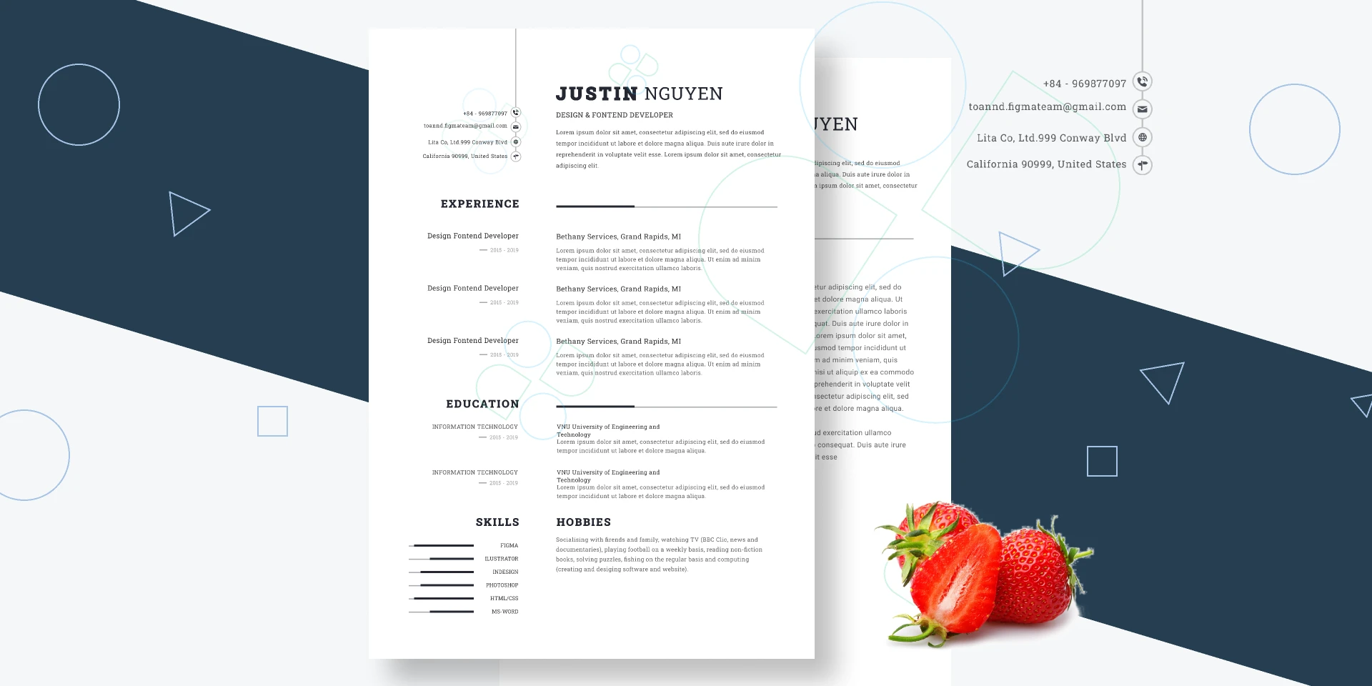 Resume CV simple for Figma and Adobe XD