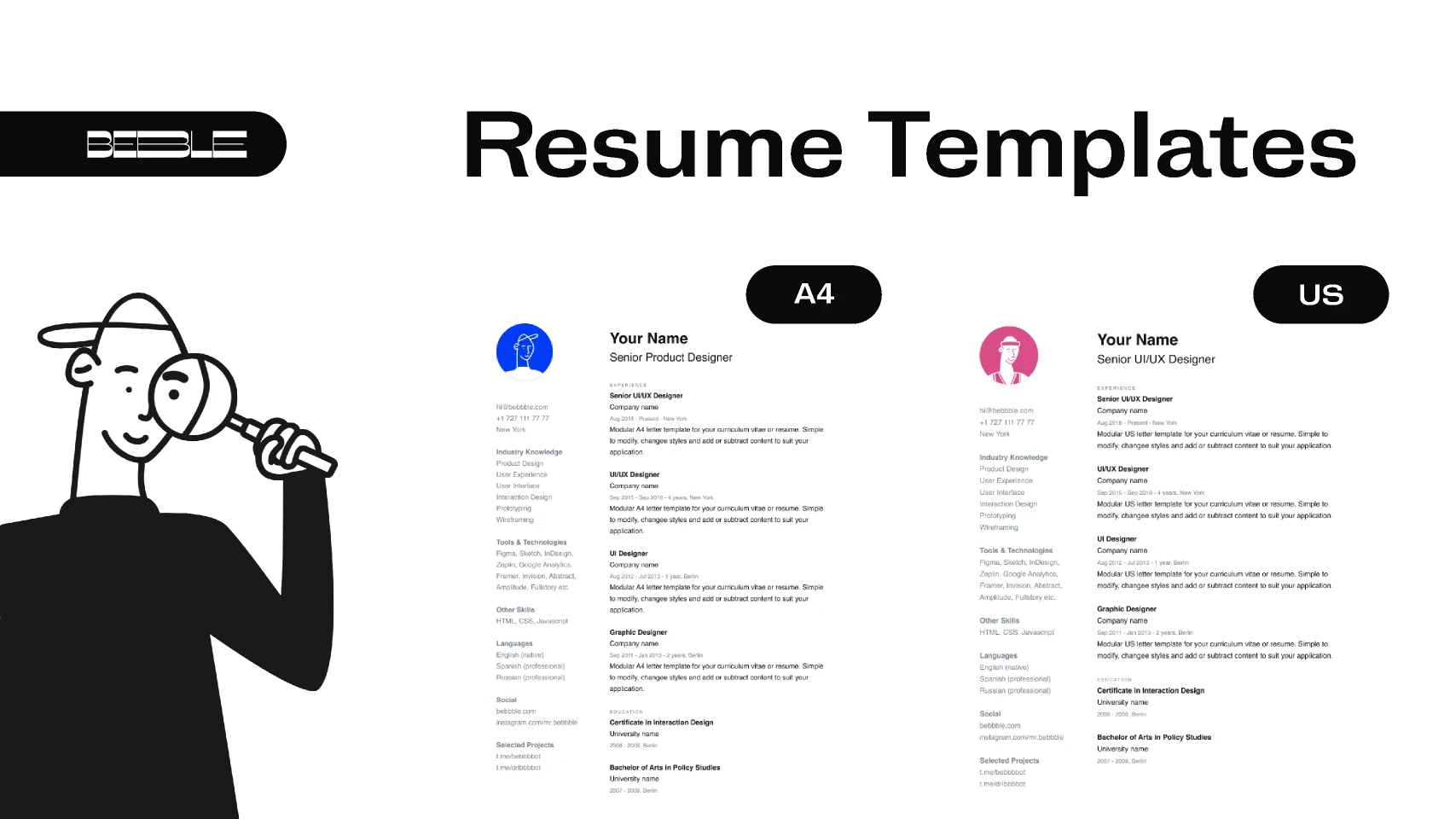 Resume / CV Templates for Figma and Adobe XD