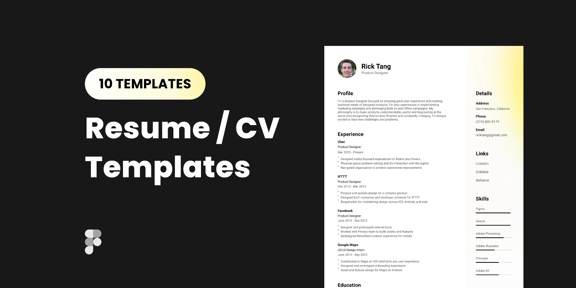 Resume / CV Templates for Figma and Adobe XD