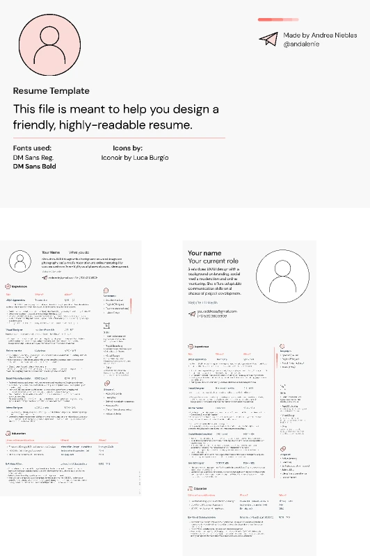Resume template for Figma and Adobe XD