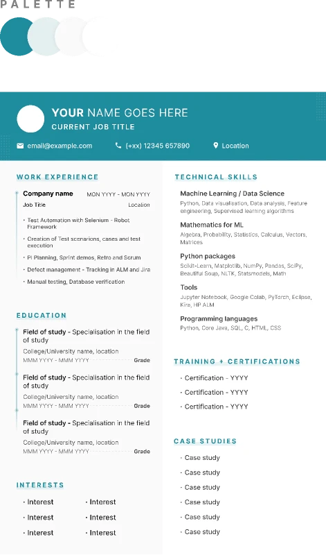 Resume Template for Figma and Adobe XD