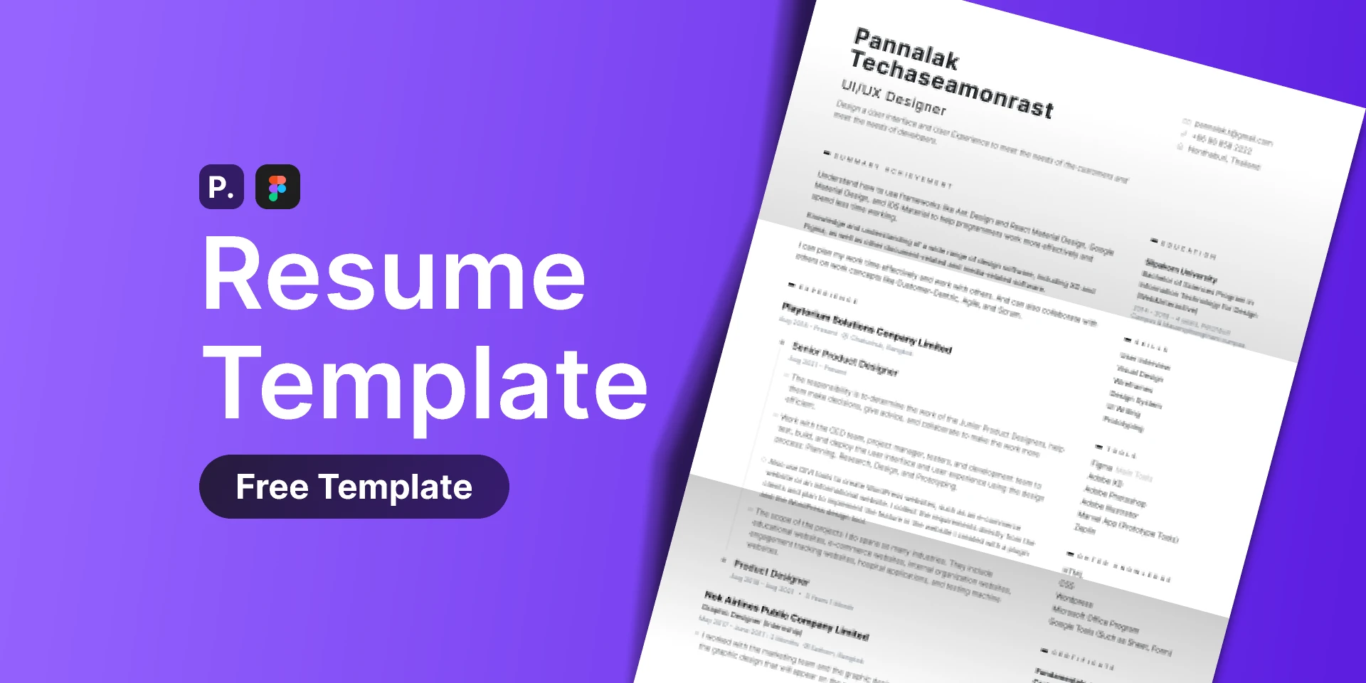 Resume Template with Simple Style for Figma and Adobe XD
