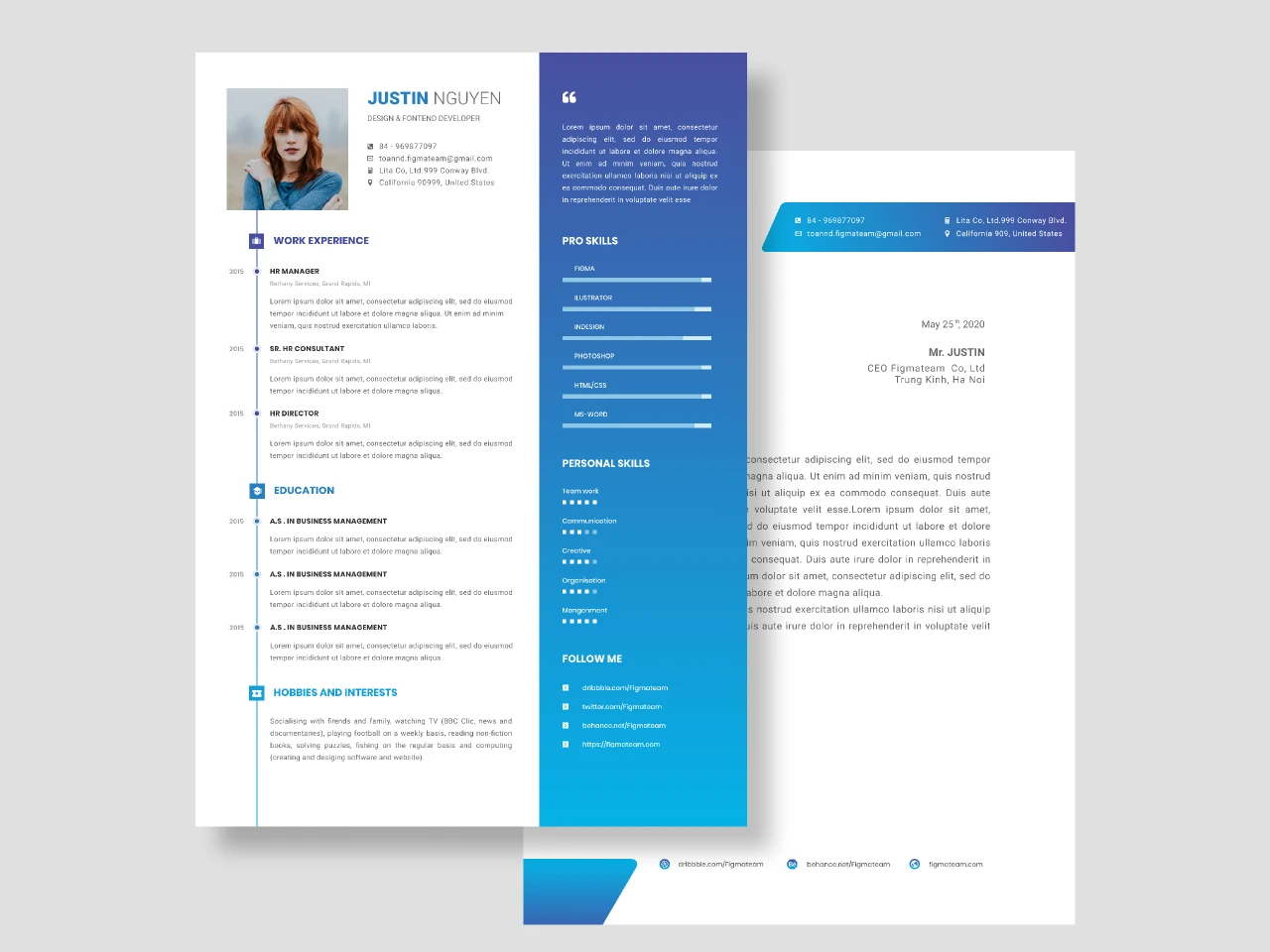 Resume ui4free for Figma and Adobe XD