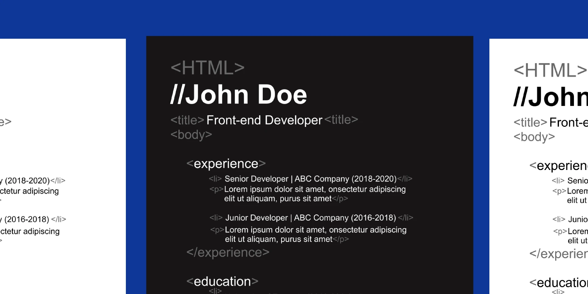 Resume/CV for Web Developer (B&W Version) for Figma and Adobe XD