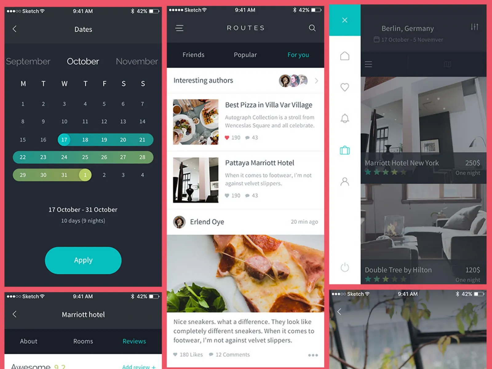 Routes iOS App Design UI Kit  - Free Figma Template
